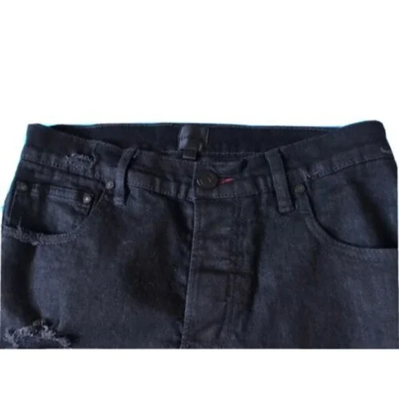 EN NOIR EN001 Celebrity fav Bieber Efron Distress Jean Coated Cash Black sz31